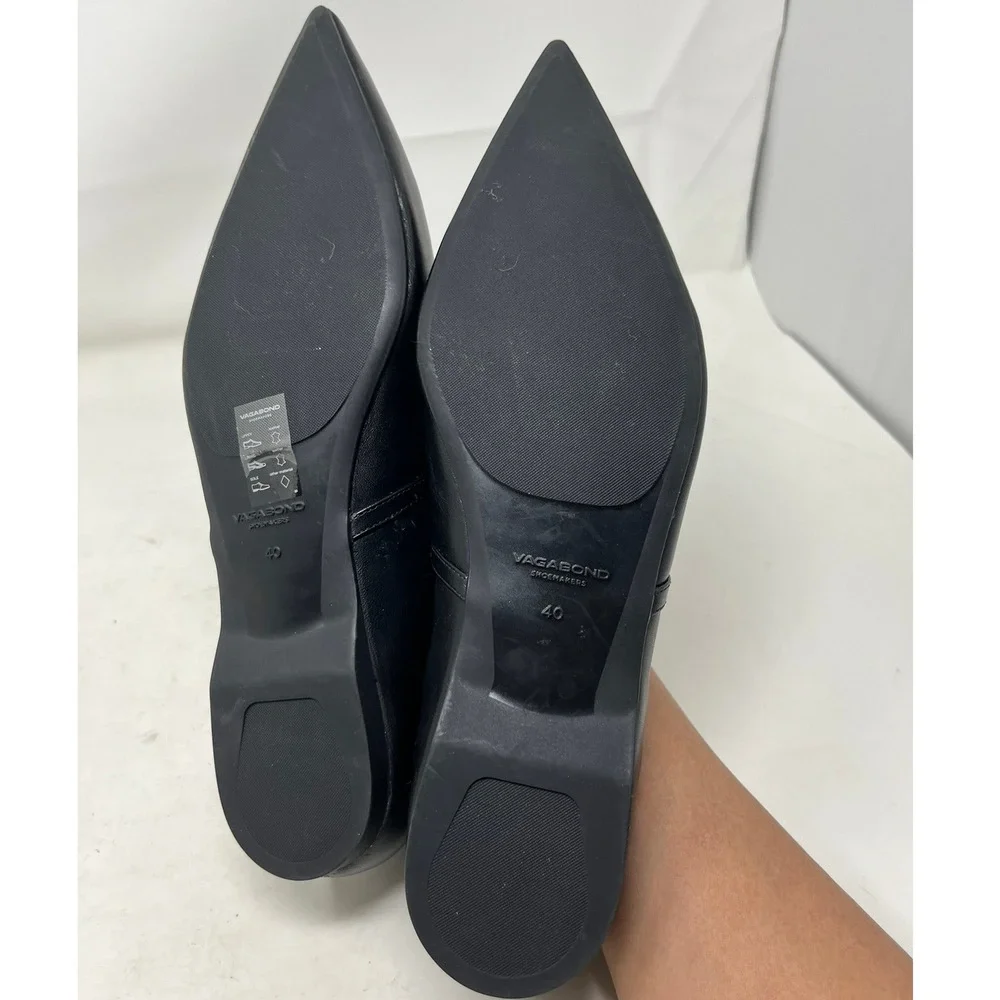 VAGABOND Hermine Womens 10 Black Leather Mary Jane Pointed Toe Flats 5533-001-20